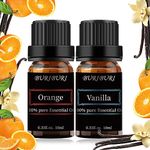 BURIBURI Orange and Vanilla Essential Oil, 2Pcs 100% Pure, Undiluted, Natural, Organic Aromatherapy Essential Oils Set, 10MLx2