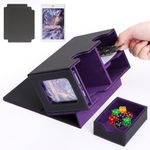 Yizhet MTG Commander Deck Box with Dice Tray, Card Deck Box Fits 200+ Single Sleeved Cards, Commander Card Storage Box with 2 Dividers and 1 Magnetic Card Holder (Black＆Purple)