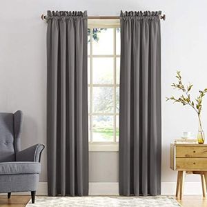 Sun Zero Barrow Energy Efficient Rod Pocket Curtain Panel, 54" x 84", Steel Gray