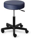 JMU Rolling Stool with Wheels, 400lbs Weight Capacity Heavy Duty Stool, PVC Leather Large Seat, Height Adjustable for Medical Massage Salon Tattoo Lab Office Home (Navy Blue)