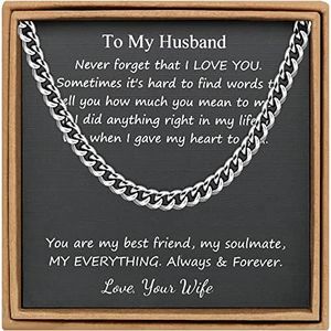 JoycuFF to My Husband Necklace Birthday Anniversary Cuban Chain from Wife Stainless Steel Unique 6MM Father's Day Chain