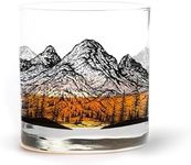 Black Lantern Whiskey Glass - 11oz. Old Fashioned Whiskey Glass - Tumbler Glasses for Nature Lovers - One Rock Glass for Cocktails Bourbon Scotch and Whisky (Mountain Panoramic)