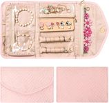 House of Quirk Foldable Travel Jewelry Storage Bag for Rings, Necklaces, Bracelets, Earrings - Pink