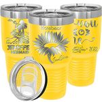 iProductsUS Personalized Tumbler with Slider Lid and Straw, Sunflower and Name Engraved 30oz Insulated Travel Coffee Mug, Stainless Steel Thermo Custom Cup Birthday Gifts for Mom, Her (Yellow)