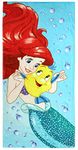 Disney Little Mermaid Princess Kids Bath/Pool/Beach Towel - Featuring Ariel and Flounder - Super Soft & Absorbent Fade Resistant Cotton Towel, Measures 28 inch x 58 inch (Official Disney Product)