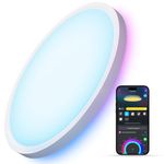 Govee Smart Ceiling Light, RGBIC LED Ceiling Light Fixture, 2400LM Flush Mount Light Fixture, 16 Million DIY Colors, Works with Alexa, 2200K-6500K Ceiling Lights for Bedroom, Living Room, 12 Inch