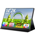 UPERFECT 2K Portable Monitor, 14" Ultra Slim Portable Laptop Monitor 2160 * 1440 QHD External Display with Dual Speakers HDR FreeSync Second Screen for Laptop PC Phone Game Console