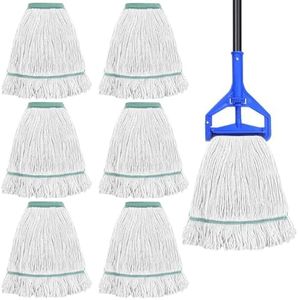 6 Pack Mop Head Replacement Heavy Duty Commercial Mophead Reusable Industrial Cotton Looped End String Head Refill for Floor Cleaning