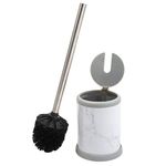 Bath Bliss Self Closing Lid Holder in Marble Toilet Brush