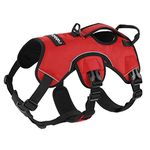 rabbitgoo Escape-Proof Dog Harness Medium with Large Handle, Anti-Pull Reflective Working Service Dog Harness, Breathable Pets Vest, Adjustable Lift Support Body Harness Large Dogs Outdoor, M, Red