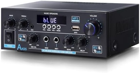 AK55 Stereo Audio Amplifier, 600W Home 2 Channel Wireless Bluetooth 5.0 Power Amplifier System, Home Amplifiers FM Radio, USB, SD Card, Home Theater Audio Stereo System