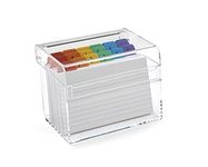 OSCO Clear Acrylic Index Box | Small | A to Z Divider Tabs | 100 Lined Note Cards Included (5" X 3") | Ruled Revision Flash Cards | Recipe Notes | Contacts Filing | Fits Cards 127 x 76 mm