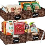 Best Choice Products Set of 4 13x12in Water Hyacinth Pantry Baskets, Woven Kitchen Organizers w/Chalkboard Label, Chalk Marker - Brown