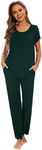 Smallshow Women's Maternity Nursing Pajamas Ruched Short Sleeve Breastfeeding Pjs, Deep Green, Medium