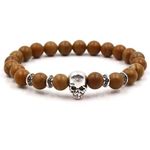 ANAZOZ Women Men Beaded Bracelets Elastic 20CM,Bracelets Wood Grain Stone Chain 8mm Bracelets Men Brown