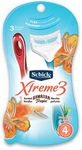 Schick Xtreme 3 Disposable Razors for Women with Hawaiian Tropic Scented Handles, 4 Count (Pack of 2)