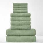 GC GAVENO CAVAILIA 10 Piece Towel Bale Set | Quick Drying Cotton Towel Highly Absorbent 450 GSM Sage Green Towels Set | Bathroom Towels Bale Set 4x Face 4x Hand 2x Bath Towels