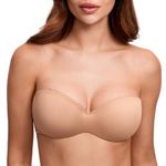 DOBREVA Women's Strapless Push Up Bra Padded Underwire Boost Cups Multiway Bandeau Bra Barely Buff 34DD