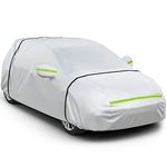 Favoto Hatchback Car Cover, Out Door Full Car Covers Waterproof Large with Right Side Zipper Sun Protection Windproof Exterior Covers Universal Fit (145 to 157 inches) Silver Car Cover