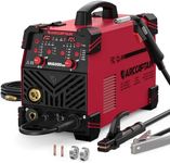 ARCCAPTAIN MIG Welder 200A, Upgraded 6 IN 1 Welding Machine 110V/220V Flux Core MIG/Gas MIG/Lift TIG/Stick Welding/Spool Gun MIG/Spot Multiprocess Welder with Synergy, Burn Back Adjustment, Inductance