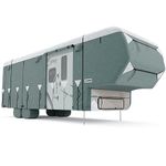 KING BIRD Upgraded 5th Wheel RV Cover, Heavy Duty 5 Layers Tearstop-Tec™ Anti-UV Top, Durable Camper Cover, Fits 29'- 33' Motorhome -Breathable, Waterproof, Rip-Stop with Extra Straps &Tire Covers