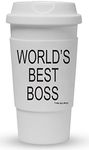 Funny Guy Mugs World's Best Boss Travel Tumbler, White, 16-Ounce