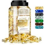HomeGlow Fire Glass | 1/2-inch Reflective Tempered Fireglass for Gas or Propane Fire Pit or Fireplace | Gold | 10 Pounds