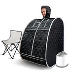 Smartmak Full Body Home Steam Sauna Kit, Portable Lightweight Personal Spa Saunas, 2L&900W Steam Generator with Protection & Remote Control, Foldable Chair Included for Relaxation-BlackGrey