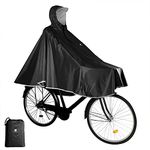 Anyoo Waterproof Rain Poncho Bike Bicycle Rain Coat Jacket Capes Lightweight Compact Reusable for Boys Men Women Adults, L, Black