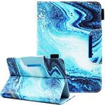 Nannxiebky Universal Case for 6.5-7.5 Inch Tablet, Universal 7 inch Tablet case, Multi-Angle Viewing Stand Wallet Leather Case Cover for 7 Inch Android Tablet, Blue Marble