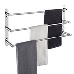 KOKOSIRI Bath Towel Bars Bathroom 3-Tiers Ladder Towel Rails Wall Mounted Towels Shelves Rack Stainless Steel, Polished Chrome, B5002CH-L24