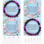 Teacher Appreciation Gift, 4PCS Personalized Teacher Gifts Beaded Bracelets For Women, Natural Stone Beaded Bracelets For Thank You Gifts For Women, Graduation Gifts, Thank You Gifts, Teacher Gifts For Women (Style-B)