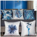 Vendola Satin 250TC Sofa Cushion Pillow Covers, Multicolor, Set of 5 Cushion Covers (12X12 Inches, Blue Smoke)