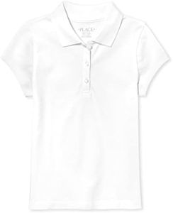 The Children's Place Girls Short Sleeve Pique Polo, White, Large