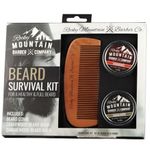 Beard Gift Set - All-In-One Beard Care Kit with Wooden Beard/Hair Comb and Two Beard Balms (Cedarwood and Sandalwood - 1oz) - Packaged in Gift Box