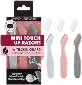 JAPONESQUE Mini Touch Up Razors - Travel Size Dermaplaning Tool Set - 3 Piece Mini Travel Razor Kit, One Blade Fixed Dermaplane Razor For Women