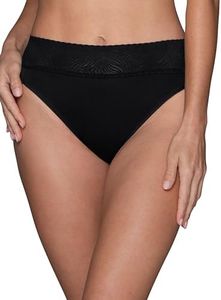 Vanity Fair Women's Effortless Panties for Everyday Wear, Buttery Soft Fabric & Lace, Hi Cut - Black, 8