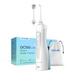 ORACURA Smart Water Flosser OC150 LITE with 150ml water tank capacity White | 18+6 Months Warranty | Portable & Rechargeable | IPX7 Waterproof | 3 Modes | Flossing at Home and Travel