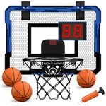 QDRAGON Basketball Hoop Indoor with Electronic Scorer, Mini Basketball Hoop with 3 Balls, Door Basketball Hoop Indoor Toys Gifts for Kid and Adult