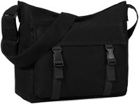 Canvas Messenger Bag, VASCHY Lightweight Large Casual Crossbody Shoulder Hobo Bag for Women Men Work/Travel/School Black