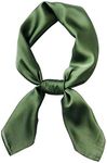 Women's Fashion Soft Large Satin Square Chiffon Polyester Scarf Set Head Neck Multiuse Solid Colors Available (Dark green)