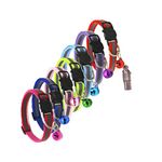 Cat Collars Quick Release 7 Pack with Cute Bells, ID Tag and Reflective Strip,Adjustable Pet Collar for Cat,Safety Buckle Nylon Collar Multicolor