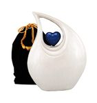 Urns of Dignity Heart of Love Adult Cremation Urns for Human Ashes - Decorative Urns,Urns for Human Ashes Female & Male,Urns for Ashes Men & Women,Funeral Urn (Adult Non-Customize, White Blue)