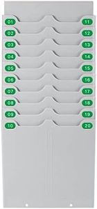 Flexzion Time Card Holder Wall Mount Expandable Time Clock Rack Double Row 20 Slot Rack Card Holder for 7 x 3.46-Inch Timesheets for Attendance Payroll Employee Assignment in Out Timecard Rack, Gray