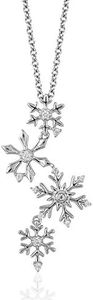 Jewelili Enchanted Disney Fine Jewellery Sterling Silver 1/10 CTTW Elsa Snowflake Pendant