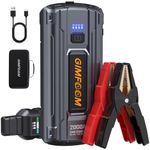 GIMFOOM Jump Starter, 2000A Car Battery Jump Starter for Up to 8.0L Gas or 6.5L Diesel Engines, 12V Portable Car Jump Starter Battery Pack, Jump Box with 400 Lumens LED Light/Dual USB Output