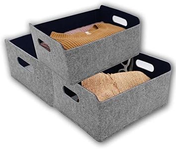 Welaxy storage baskets Felt Foldable Cube bin Shelf Bins Organizer Felt box for Kids Toys Magazine Books Clothes for Office Bedroom Closet Babies Nursery (navy x 3)
