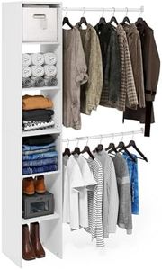 Furinno FANO Closet Organizers and Storage, Closet Storage Organizer with 2 Hanging Bars, Wardrobe Closet Shelf Towers, for Wardrobe, Bedroom, Living Room, White