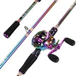 Sougayilang Fishing Rod and Reel Combo, Medium Fishing Pole with Baitcasting Reel Combo, 2-Piece Fishing Combo-7' and Right Handed Reel