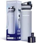 AQUAPHOR City Bottle 500ml Grey | Travel Water Bottle with Activated Carbon Filter | Filters Chlorine & Impurities | Made of Tritan & BPA-Free | Stay Hydrated On the Go!